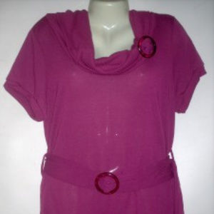 DRAPE NECK CREATIVE BUCKLE BELT SWEATER TOP